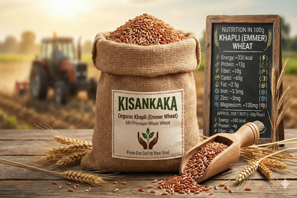 Organic Khapli Atta | Stone Ground Whole Khapli (Emmer) Wheat Flour