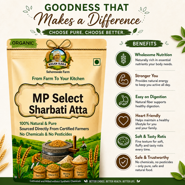 Organic MP Select Sharbati Wheat (Grains and Atta)