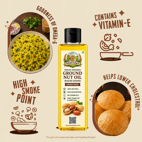 Wood-Pressed Groundnut Oil (Kachi Ghani) – Unrefined