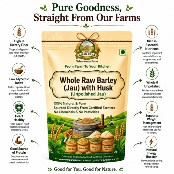 Premium Whole Raw Barley (Jau) with Husk | High Fibre Grain
