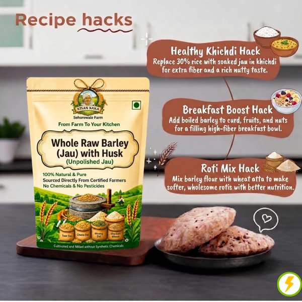 Premium Whole Raw Barley (Jau) with Husk | High Fibre Grain
