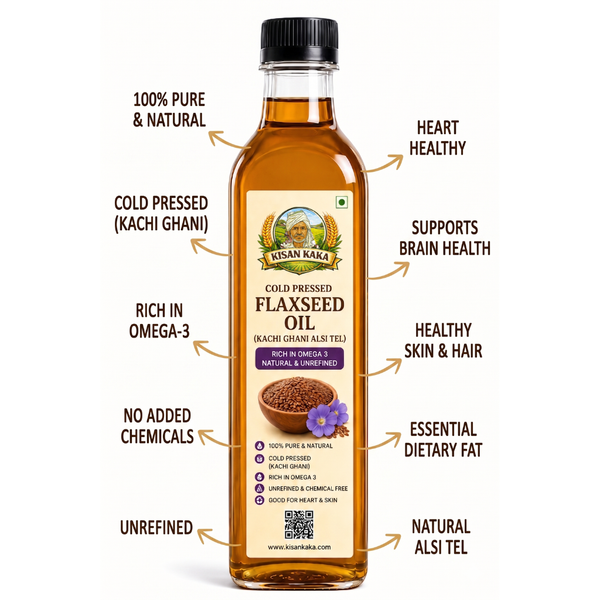 Cold Pressed Flaxseed Oil (Kachi Ghani Alsi Tel)